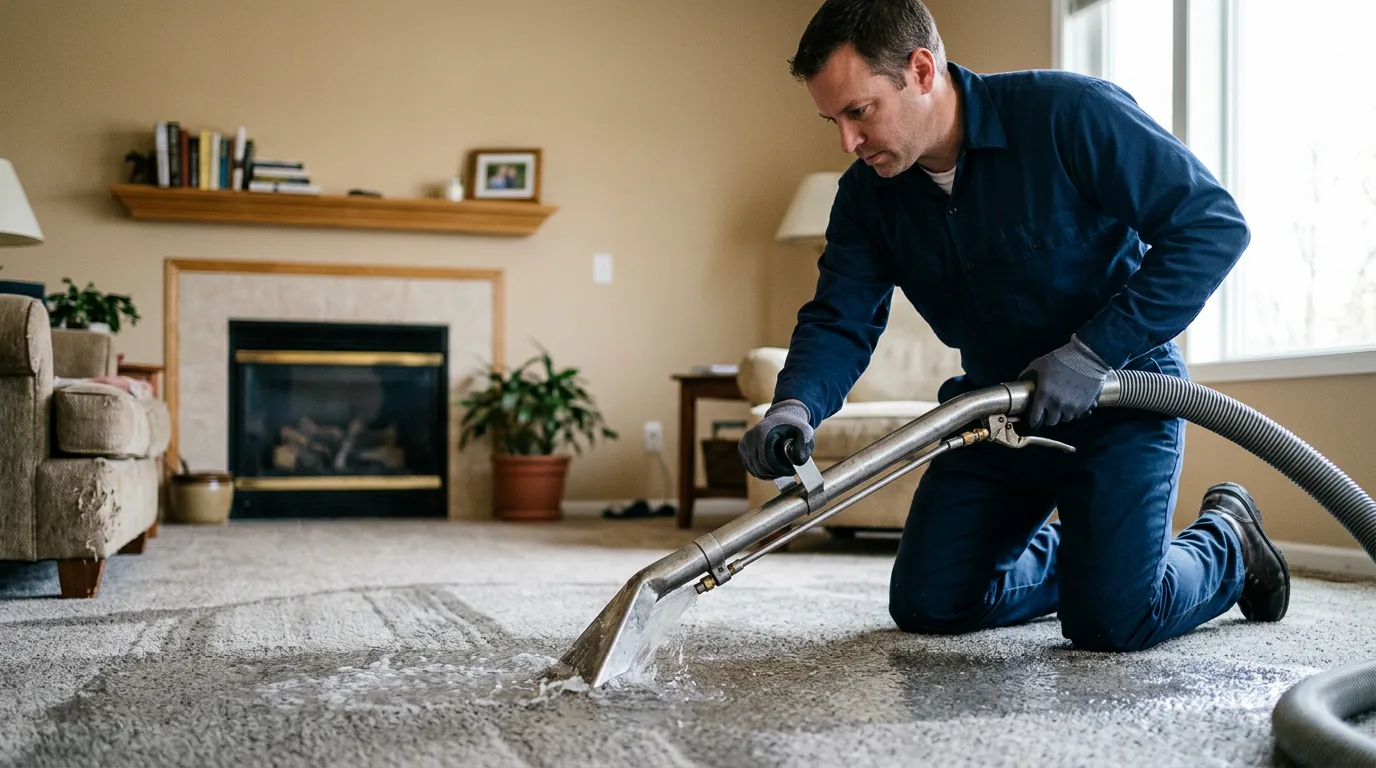 Water damage restoration technician working near Lyons, MI